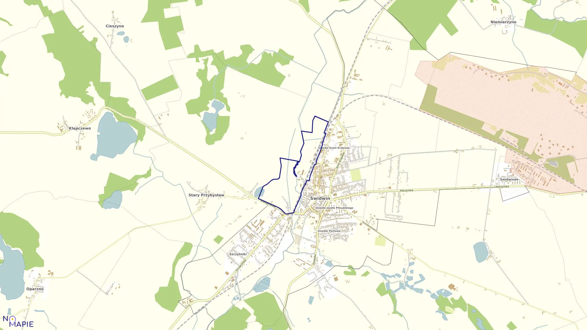 Mapa obrębu 008 w mieście Świdwin