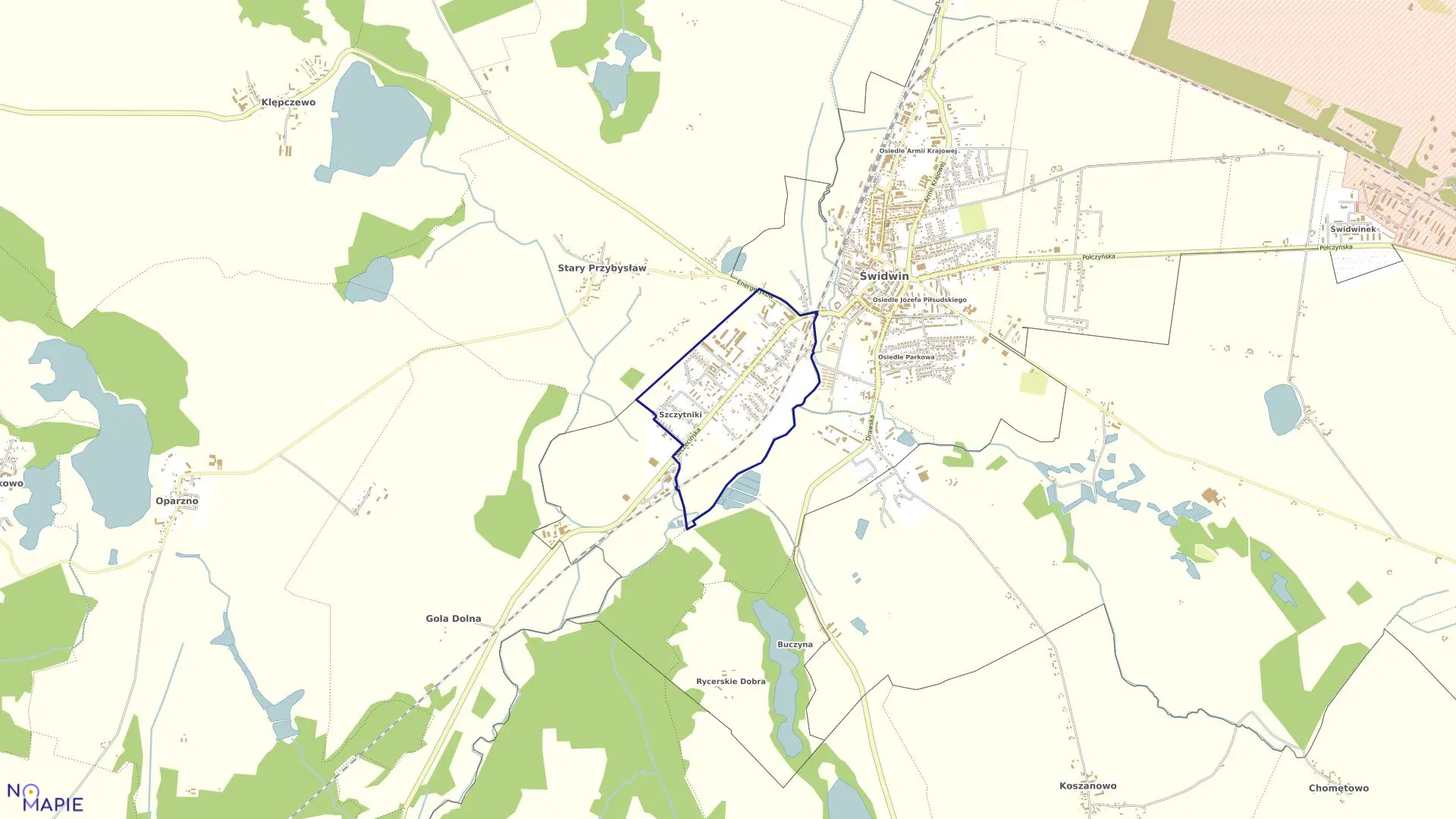 Mapa obrębu 013 w mieście Świdwin